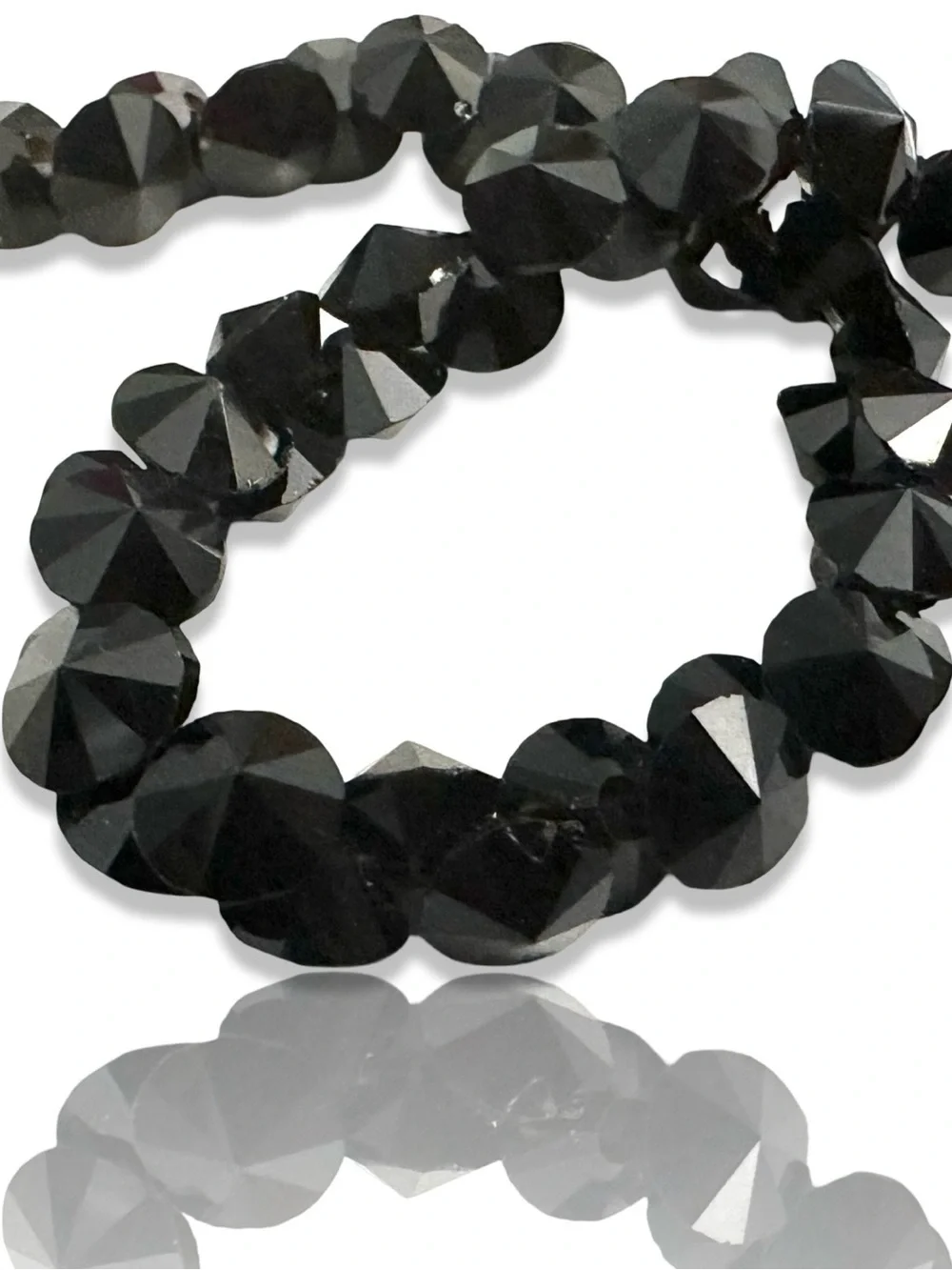 Vintage Black Faceted Glass Beads for Jewelry Making